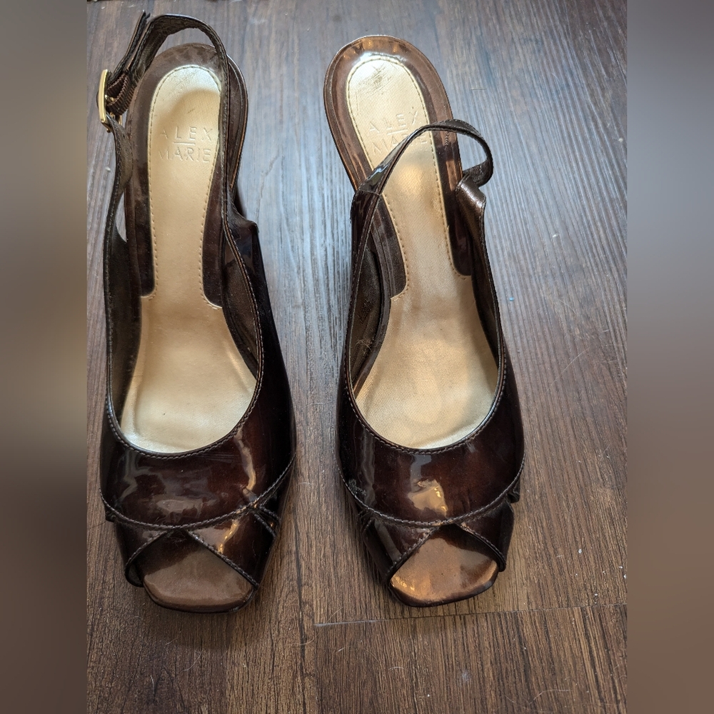 Alex Marie Dark Brown Peep Toe Heels